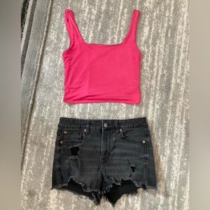 Vibrant Pink Square Neck Crop Top
